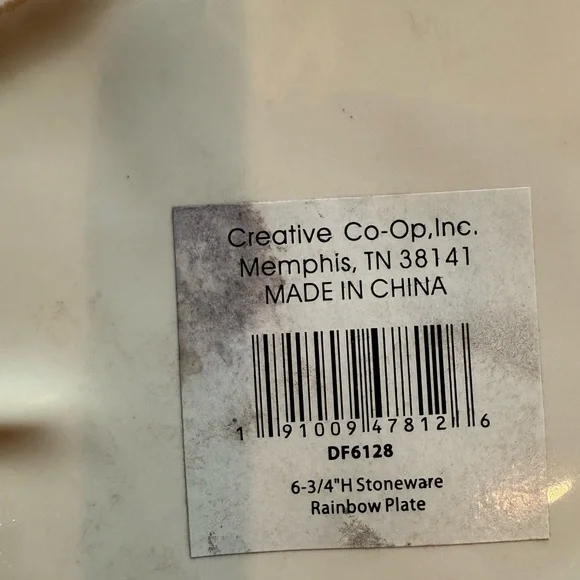 Creative CO-OP Hand-Painted Debossed Stonewear Rainbow Plate 10 x 1 x 7 - Picture 3 of 3